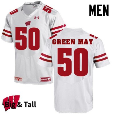 Men's Wisconsin Badgers NCAA #50 Izayah Green-May White Authentic Under Armour Big & Tall Stitched College Football Jersey VG31P52BC